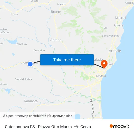 Catenanuova FS - Piazza Otto Marzo to Cerza map