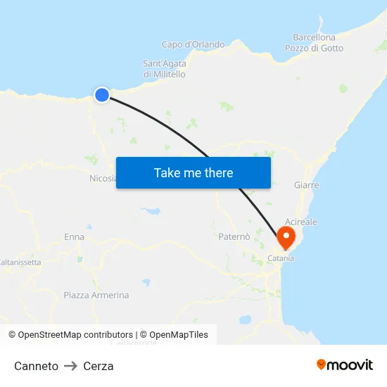 Canneto to Cerza map