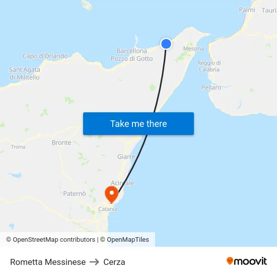 Rometta Messinese to Cerza map