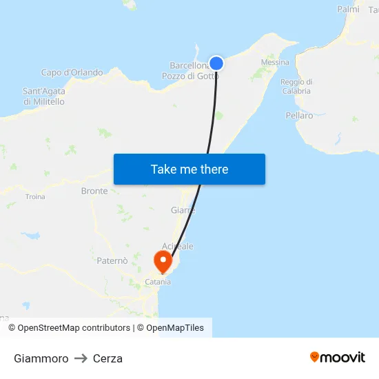Giammoro to Cerza map