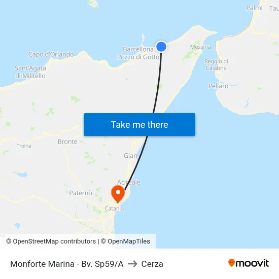 Monforte Marina - Bv. Sp59/A to Cerza map