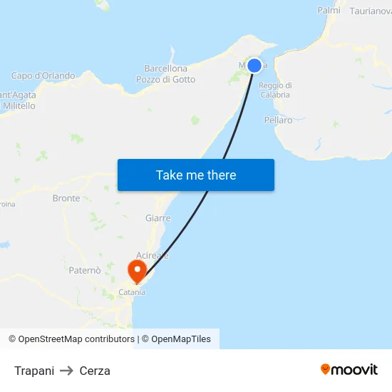 Trapani to Cerza map