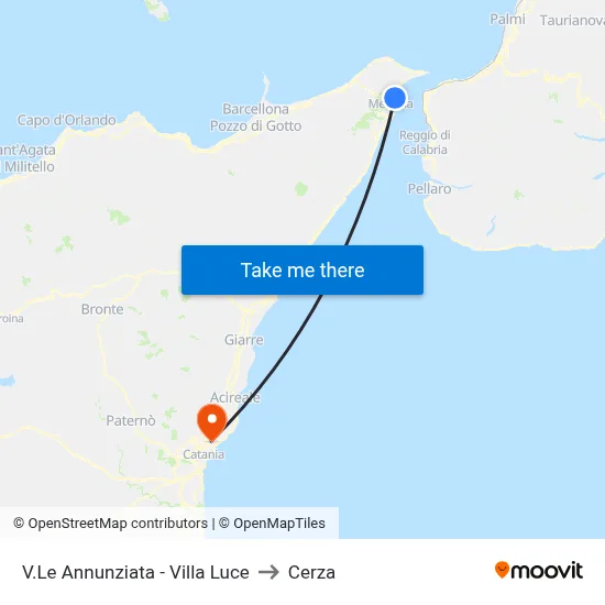 V.Le Annunziata - Villa Luce to Cerza map