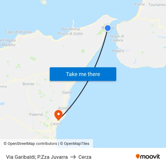 Via Garibaldi; P.Zza Juvarra to Cerza map