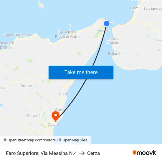 Faro Superiore; Via Messina N.4 to Cerza map