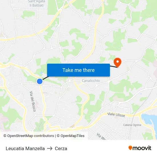 Leucatia Manzella to Cerza map