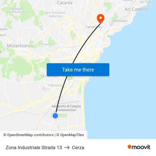 Zona Industriale Strada 13 to Cerza map