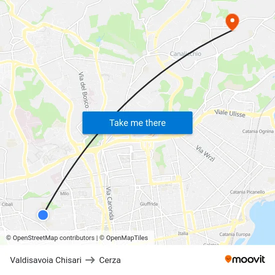 Valdisavoia Chisari to Cerza map