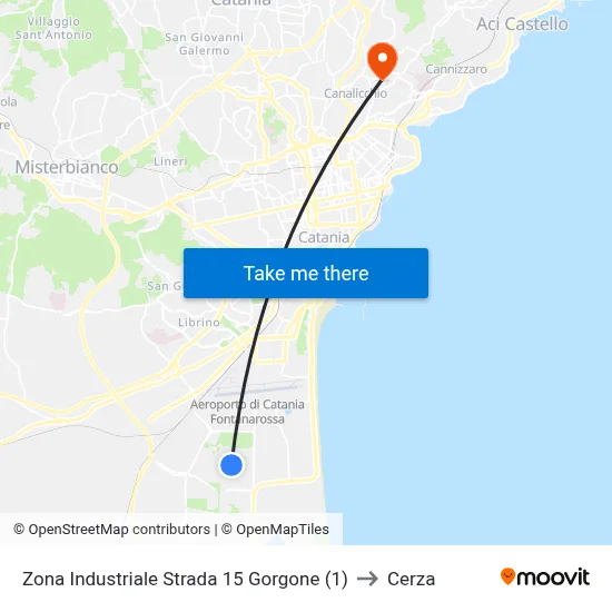 Zona Industriale Strada 15 Gorgone (1) to Cerza map