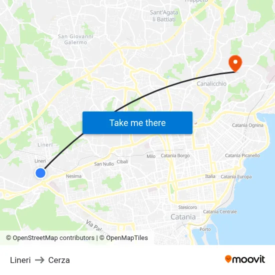 Lineri to Cerza map
