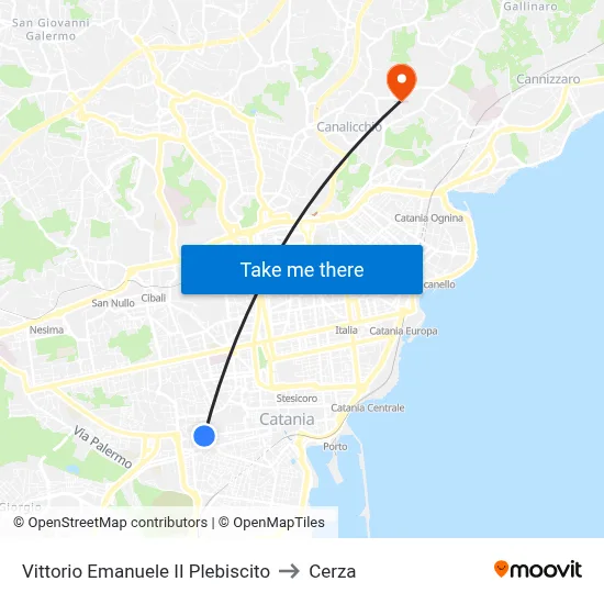 Vittorio Emanuele II Plebiscito to Cerza map