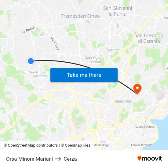 Orsa Minore Mariani to Cerza map
