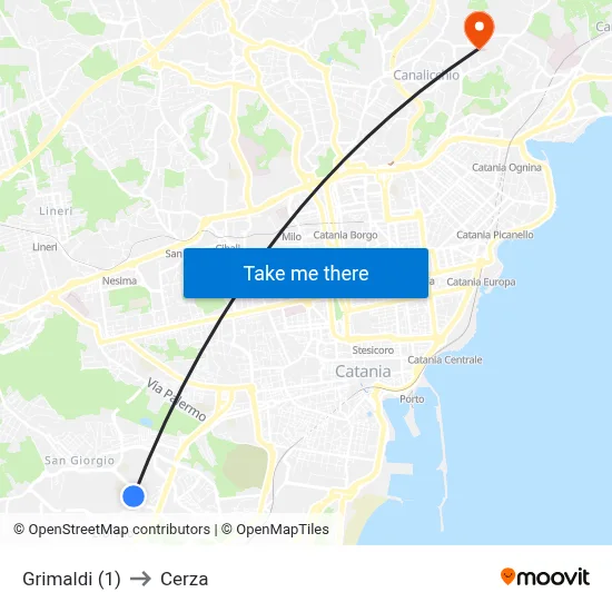Grimaldi (1) to Cerza map