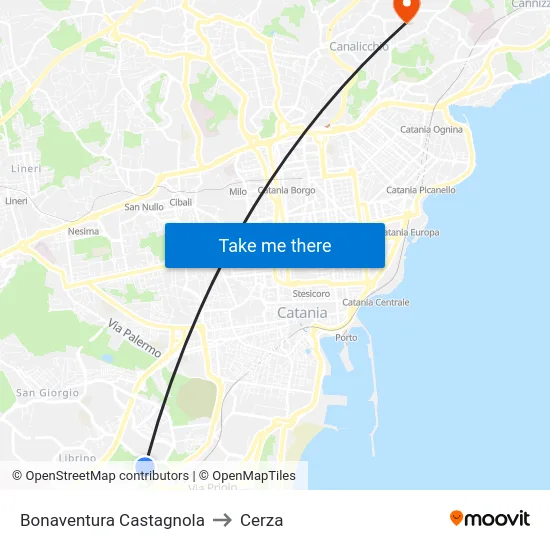 Bonaventura Castagnola to Cerza map