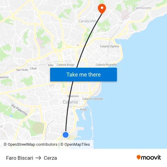 Faro Biscari to Cerza map