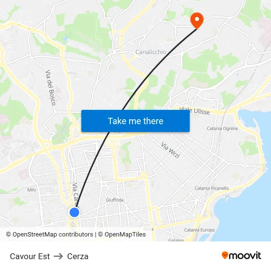 Cavour Est to Cerza map