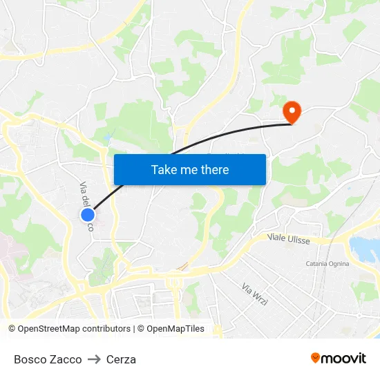 Bosco Zacco to Cerza map