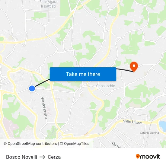 Bosco Novelli to Cerza map