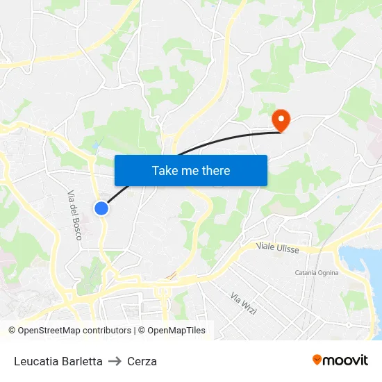 Leucatia Barletta to Cerza map