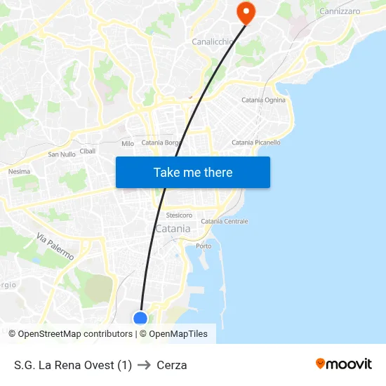 S.G. La Rena Ovest (1) to Cerza map