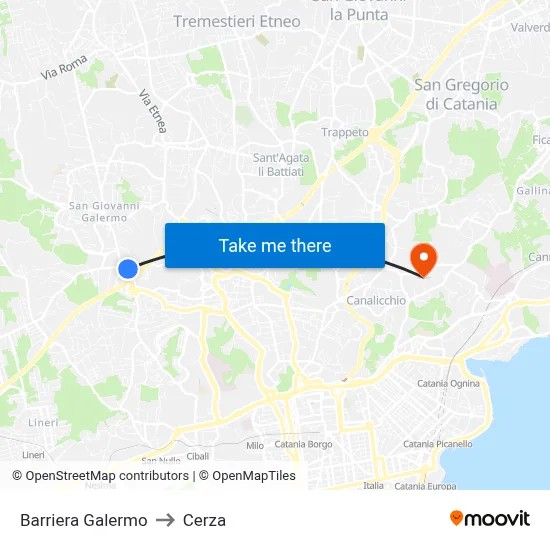 Barriera Galermo to Cerza map