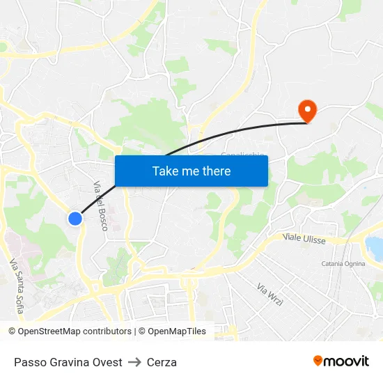 West Passo Gravina to Cerza map