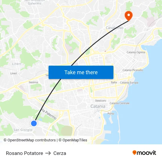Rosano Potatore to Cerza map