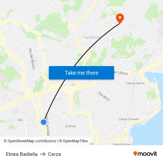 Etnea Badiella to Cerza map