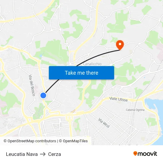 Leucatia Nava to Cerza map