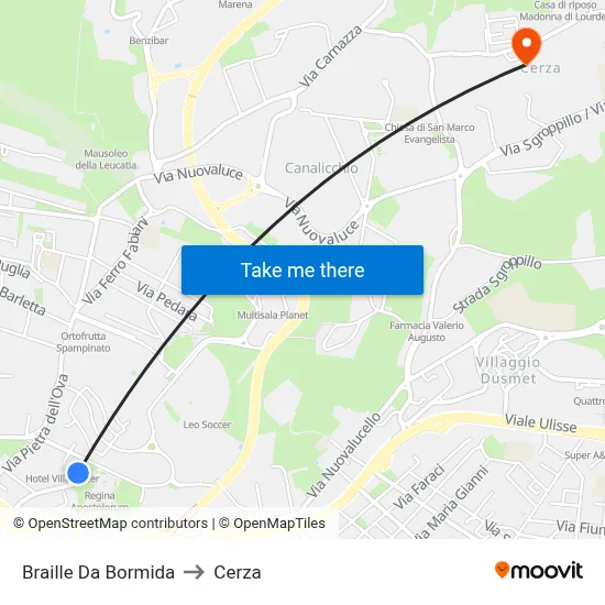 Braille Da Bormida to Cerza map