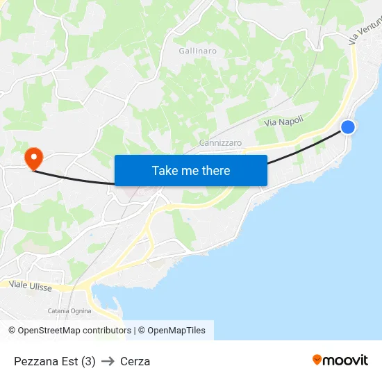 Pezzana Est (3) to Cerza map