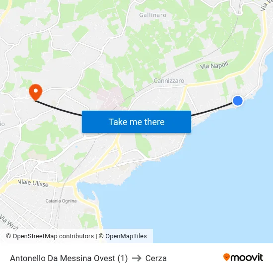 Antonello Da Messina Ovest (1) to Cerza map