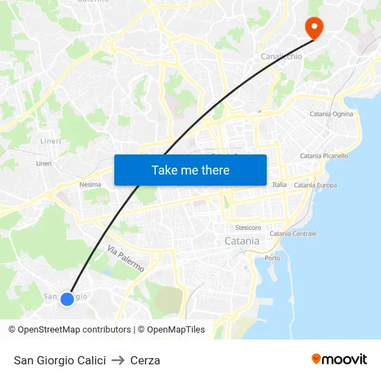 San Giorgio Calici to Cerza map