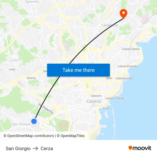 San Giorgio to Cerza map