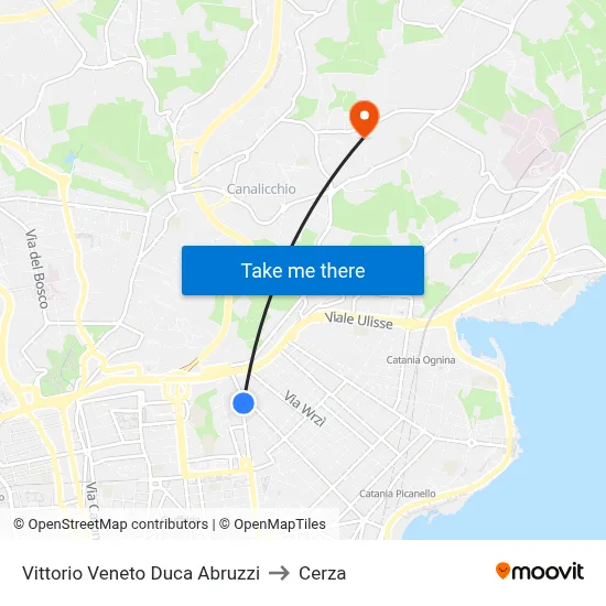 Vittorio Veneto Duca Abruzzi to Cerza map