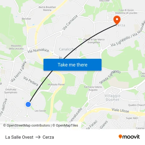La Salle Ovest to Cerza map