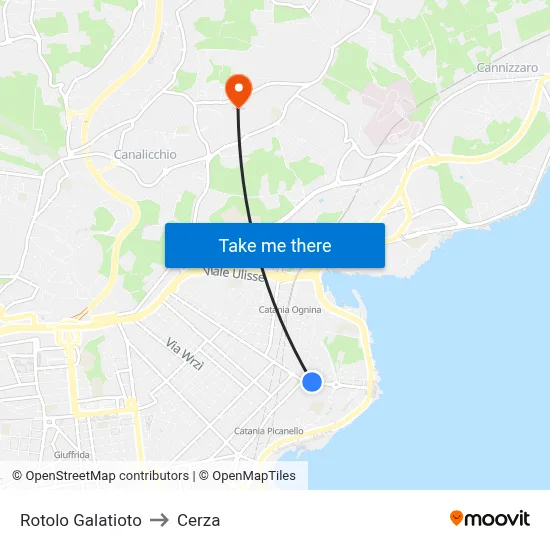 Rotolo Galatioto to Cerza map