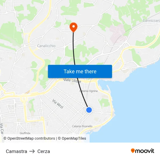Camastra to Cerza map