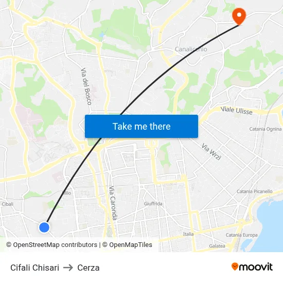 Cifali Chisari to Cerza map