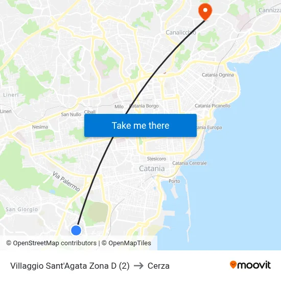 Villaggio Sant'Agata Zona D (2) to Cerza map