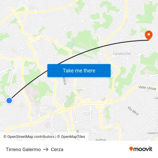 Tirreno Galermo to Cerza map