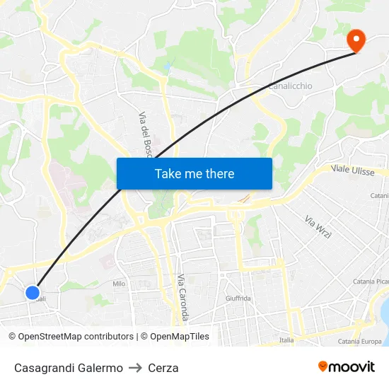 Casagrandi Galermo to Cerza map