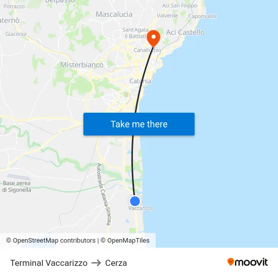 Terminal Vaccarizzo to Cerza map