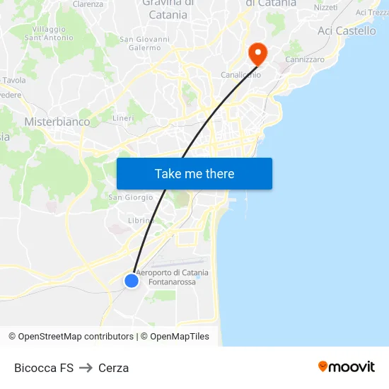Bicocca FS to Cerza map