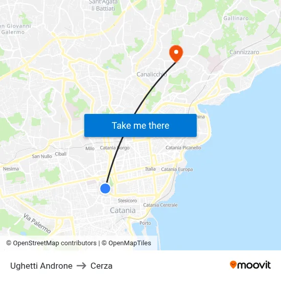 Ughetti Androne to Cerza map