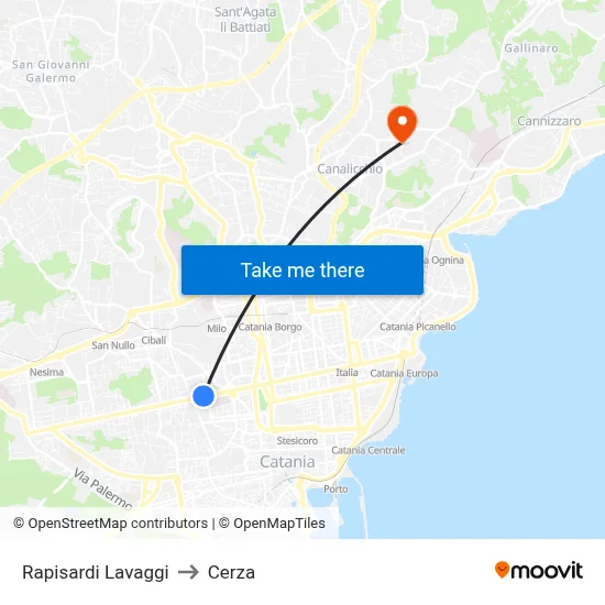 Rapisardi Lavaggi to Cerza map