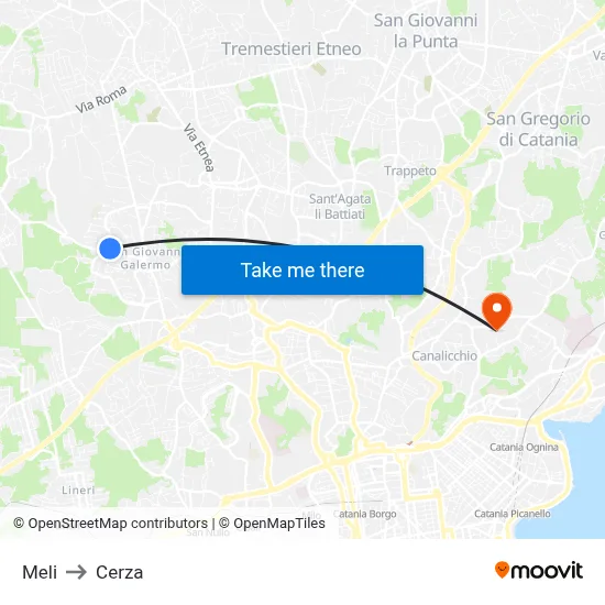 Meli to Cerza map