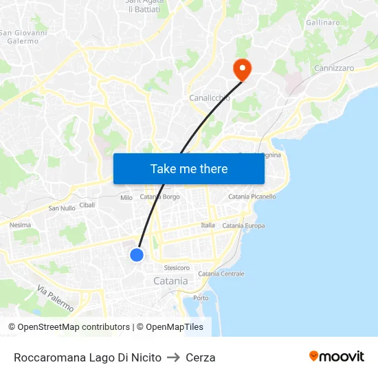 Roccaromana Lake Nicito to Cerza map