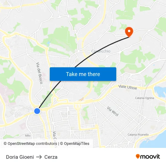 Doria Gioeni to Cerza map