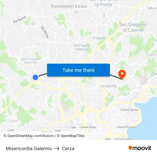 Misericordia Galermo to Cerza map
